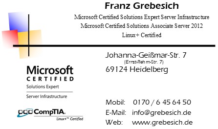 Franz Grebesich  Johanna-Gei&szlig;mar-Str. 7  69124 Heidelberg